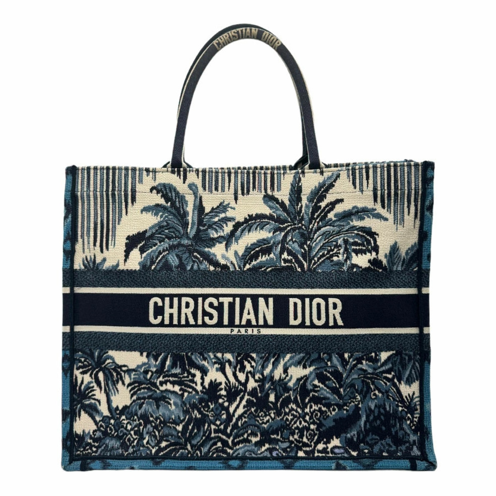 Christian Dior handbag Book Tote canvas Navy Blue off white